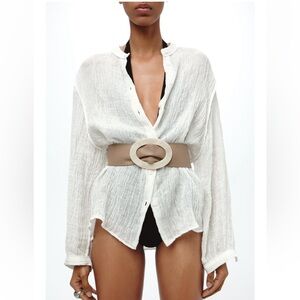 ZARA NWT Acetate Leather Belt